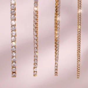 2mm Non Tarnish Zircon Chain Choker Necklace 18K Gold Plated Stainless Steel Matching Bracelet