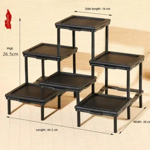3 Connected 3 Tier Resin Flower Pot Stand Durable Waterproof Indoor Succulent Display Rack Chinese Style Decorative Ornament