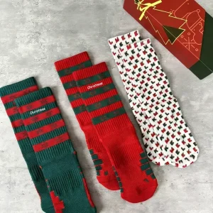 3-Pair Christmas Stocking Gift Set Men’s Basketball and Women’s Running Sports Socks