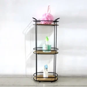 3-Tier Freestanding Bathroom Storage Cart Metal Gap Shelf Multi-use Bath Sundries Kitchen Spices Living Room Display Decor Rack