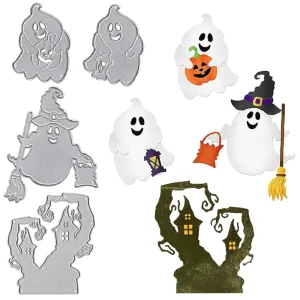 3 Wizard Hat broom ghosts Metal Cutting Die Template for DIY Photo Albums Paper Cards Greeting Cards and Scrapbooking