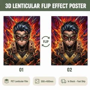 30*40 cm Changing Pictures Painting PET Lenticular 3D Motion Pictures Anime Character Motion Posters Decors