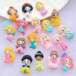 30 New Cartoon Cute Characters Princess Series Resin Flat Bottom DIY Scrapbook Handicraft Accessories
