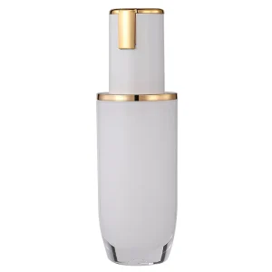 30ml 50ml 100ml Refillable Cosmetic Lotion Pump Bottle White Gold Buckle Cap Serum Container