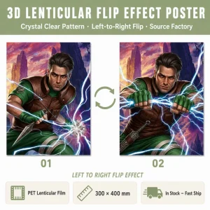 30x40cm 3D Anime Lenticular Plastic Motion Poster with Changing Pictures