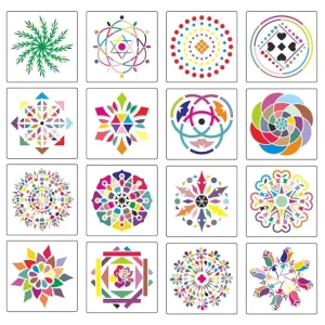 32pcs Laser Cut Mandala Painting Drawing Stencils Perfect for Floor Wall Tile Fabric Furniture