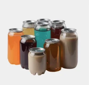 330ml PET Plastic Jar Can with Customizable Logo and Aluminum Lid for Coffee, Tea, Juice, and Soda