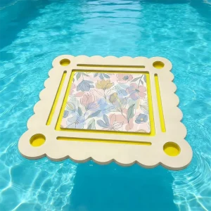 34 Inch Swimming Pool Mah Jonng Poolside Table Scalloped Edge Floating Mahjong Pool Table for MAhjong Lover