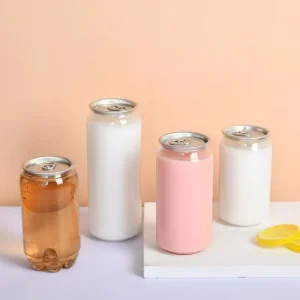350 500 650ML Food Grade PET Beverage Pop Top Can Bottle Easy Open Aluminum Lid Empty for Cream Packaging