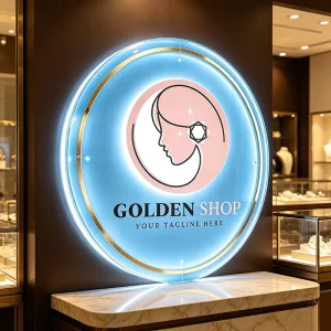 3D Acrylic Backlit Brand Sign for Jewelry Shops and Salons Illuminated Company Display for Nail and Beauty Bars