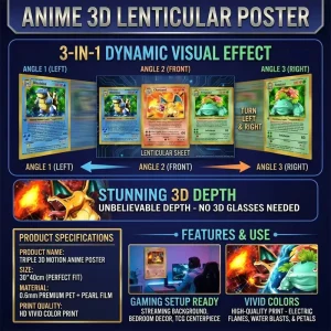 3D Anime Lenticular Flip Motion Poster Waterproof Movie Character Factory Direct Low MOQ