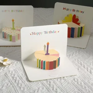 3D Birthday Greeting Card Creative High End Design Handmade Foldable Multi Occasion Colorful Cake Blessing Paper Cross Border