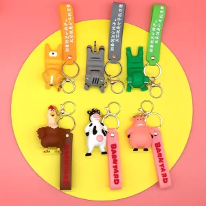 3D Cartoon Animal PVC Keychain 2 in 1 Mobile Phone Stand Key Ring Bag Pendant Custom Logo Rubber Keychain