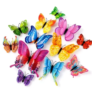3D Colorful PVC Butterfly Wall Stickers Removable Magnet Butterflies Home Wedding Party Decor Ornaments