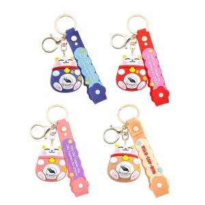 3D Custom PVC Cartoon Anime Figure Keychain UV Printing Soft Rubber Material Kawaii Bag Charm for Custom Logo Promotional Gifts