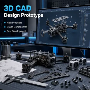 3D Drawing Design Prototype with High Precision CAD Modeling for Drone Components
