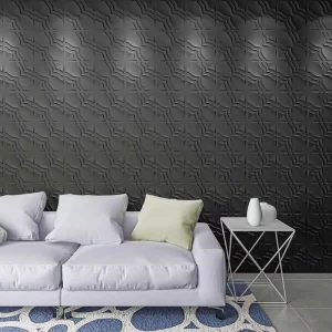 3D Embossed Geometric PVC Wall Panel Waterproof Fireproof Interior Wall Board For Home Office Commercial Space Decor