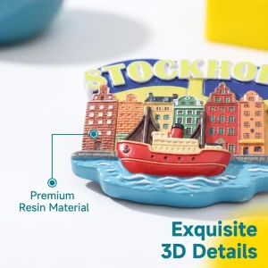 3D Embossed Relief Molding Souvenir Fridge Magnet Sticker Creative 3D Polyresin Painted Refrigerator Magnets