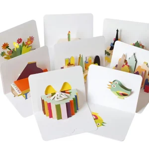 3D Fold Out Cardboard Greeting Card with Playful Design for Teacher Birthday Thank You Gift Packaging