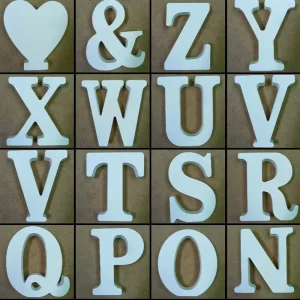 3D Freestanding Wooden Alphabet Letters and Heart Blank Wood Decor for DIY Names, Weddings, Walls, and Tables