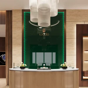 3D Gold Jewellery Shop Design Supplier Luxury Jewellery Cases Glass Kiosk Counter Jewelry Island in Jewelry Watch Shop