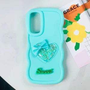 3D Heart-Shaped Back Decoration Phone Cover Cute Girl Mobile Phone Case for iPhone Vivo Oppo Samsung Xiaomi Infinix