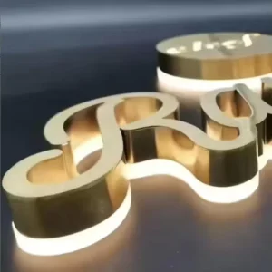 3D Illuminated Sign Stainless Steel LED Letter Sign Background Lighting Halo Lit Channel Letter Outdoor