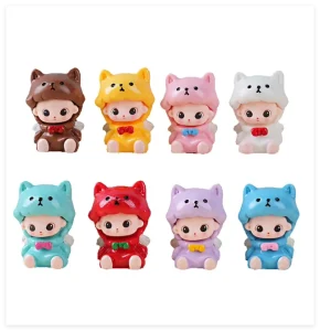 3D Kids Fairy Garden Figures Set Small Mini Toy Animals Custom Resin Dog Cartoon Character Cake Love