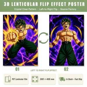 3D Lenticular Anime Painting 30*40 cm PET Anime Changing Pictures 3D Anime Motion Posters for Decor
