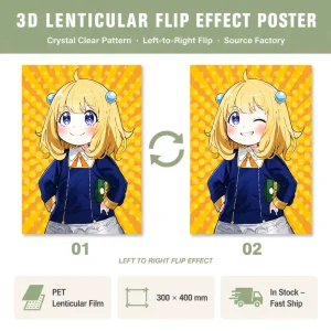 3D Lenticular PET Anime Character Wall Art 30x40cm with Over 300 Designs for Home Decoration