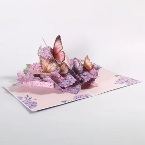 3D Paper Carving Custom Design Greeting Cards Butterfly Flower Thank You Cards