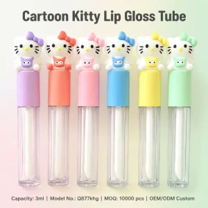 3ml Empty Cartoon Kitty Lip Gloss Tubes Cute Animal Lip Oil Containers Children’s Lip Glaze Makeup Packaging Custom Logo