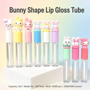 3ml Unique Bunny Shape Kids Lip Gloss Tubes Cute Rabbit Empty Foundation Container Custom Logo Mini Cosmetic Packaging