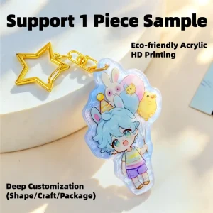 3mm Thick rainbow Color Pearl Board Acrylic Keychain Cartoon Printed Double Sided for Anime Character Fan Store Merchandise Bulk