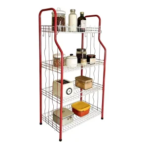 4 Layer Modern Metal Kitchen Storage Rack Cutlery Pot Vertical Dish Food Display Snack Storage Portable Multifunction Design