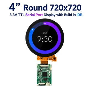 4 inch Round Serial Smart TFT Display 720×720 Circular IPS Touch Screen TR660 UART HMI with Build In UI Software for Appliances