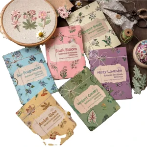 40 Sheets Per Pack Botanical Fabric Book Series Vintage Creative Floral Journaling Materials for DIY Collage and Scenery Design