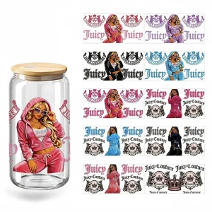 400000+ Designs 16oz Global Wanderlust Luminous Glow UV 3D Cartoon DTF Cup Wraps Travel Souvenir Glass Tumbler Decals Stickers