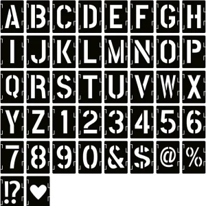 42-Piece Rectangle Letter Number & Symbol Template Set Plastic Interlocking Stencil for DIY Art
