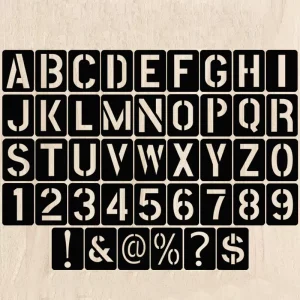 42pcs Sets Black PP Plastic Ruler Number Letter Symbol Hollow Inkjet Template Ruler DIY Wall Furniture Inkjet Board