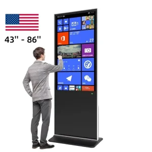 43 50 55 65 Inch Indoor Floor Standing Vertical Digital Signage Totem Touch Screen Kiosk Advertising Display Elevator Subway