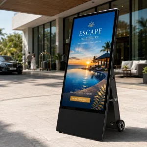 43 55 Inch Outdoor LCD Digital Poster with Battery Waterproof Portable Advertising Screen for Temporary Campaign Use