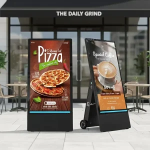 43 Inch Outdoor Portable Poster LCD Advertising Player Monitor Foldable Design Movable IP55 Waterproof Digital Poster for Shop