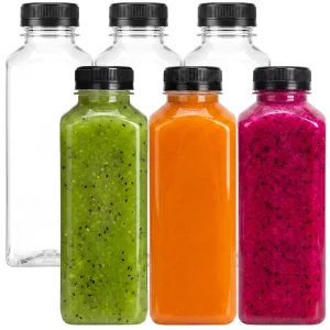 480ml Plastic Juice Bottles with Caps Reusable Bottle Disposable Beverage Containers for Juicing Smoothies Juice Milk 16oz