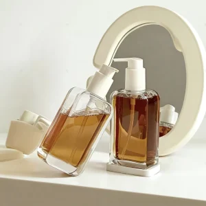 4oz 5oz Glass Body Oil Bottle with Pump Flat Shape Skincare Packaging for Face Body Cream