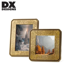 4×6 5×7 8×10 Inch Gold Carved Floral Resin Photo Frame Bead Studded Trim Vintage Tabletop Display Picture Frame