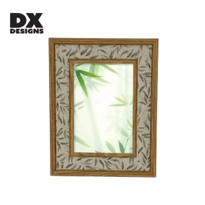 4×6 5×7 8×10 Inch Vintage Picture Frame Natural Wood Bamboo Leaf Printed Linen Mat Tabletop Wall Mount Home Decor
