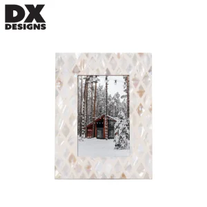 4×6 5×7 8×10 Mother of Pearl Inlaid Wood Desktop Photo Frame Geometric Freestanding Decor Picture Frame