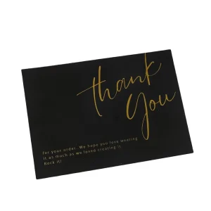 4×6 Luxury Wedding Small Business Greeting Graduation Funeral Bridal Shower Gold Foil Stamp Black Custom Logo Thank You Cards