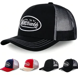 5 Panel Mesh Trucker Hat Custom Embroidery Patch Vintage Breathable Mesh Baseball Cap Adjustable Outdoor Sports Truck Driver Hat